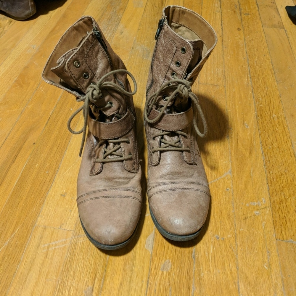 Leather combat boots